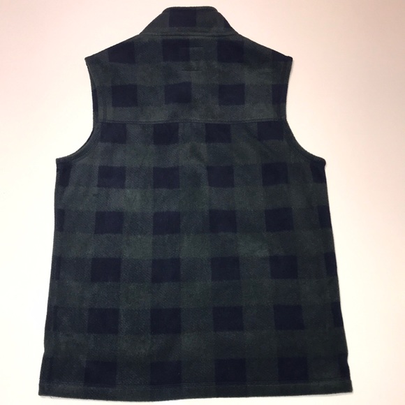 Basic Editions Vest Soft Fleece Green & Black Plaid Has Pockets Size Small - Picture 9 of 10